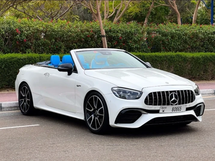 Mercedes Benz E400 Convertible 2023 WHITE RENTAL IN DUBAI - undefined